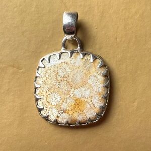 925 Sterling Silver Fossil Coral pendant